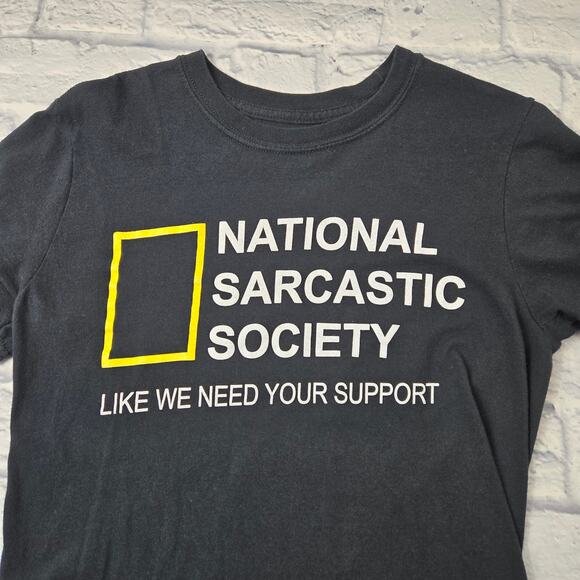 National Sarcastic Society Black T-shirt Humorous Tee by Tee Luv size Small - Picture 7 of 9